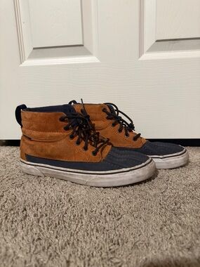 Vans Men's Two-Tone Suede High-Top Sneakers in Brown and Navy